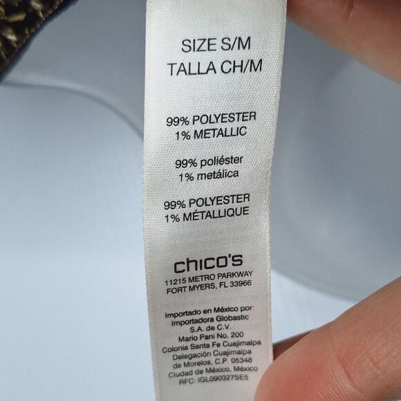 Chico's Diamond Print Poncho Shawl Beaded Sequin Sheer S/M Boho Top Flowy Topper - Picture 6 of 11